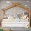 Lit de maison en bois avec lit gigogne de taille simple à cadre en bois original et bibliothèque pour enfants ou chambre d'amis-2012662801