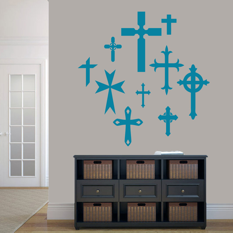 Adhésif décoratif ensemble de croix, Bleu sarcelle