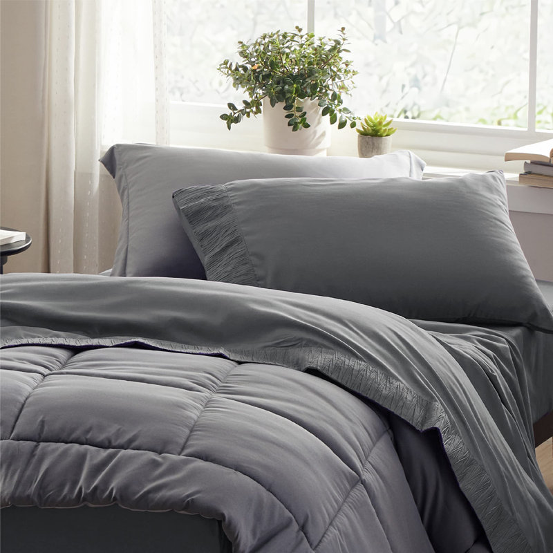 Ensemble de draps en microfibre de literie de luxe Hotel, gris, Double 