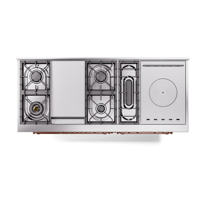 ILVE Nostalgie II Noblesse 60 inch Dual Fuel Range   (7 Sealed Burners + Griddle + French Top, , Solid Door, RAL)