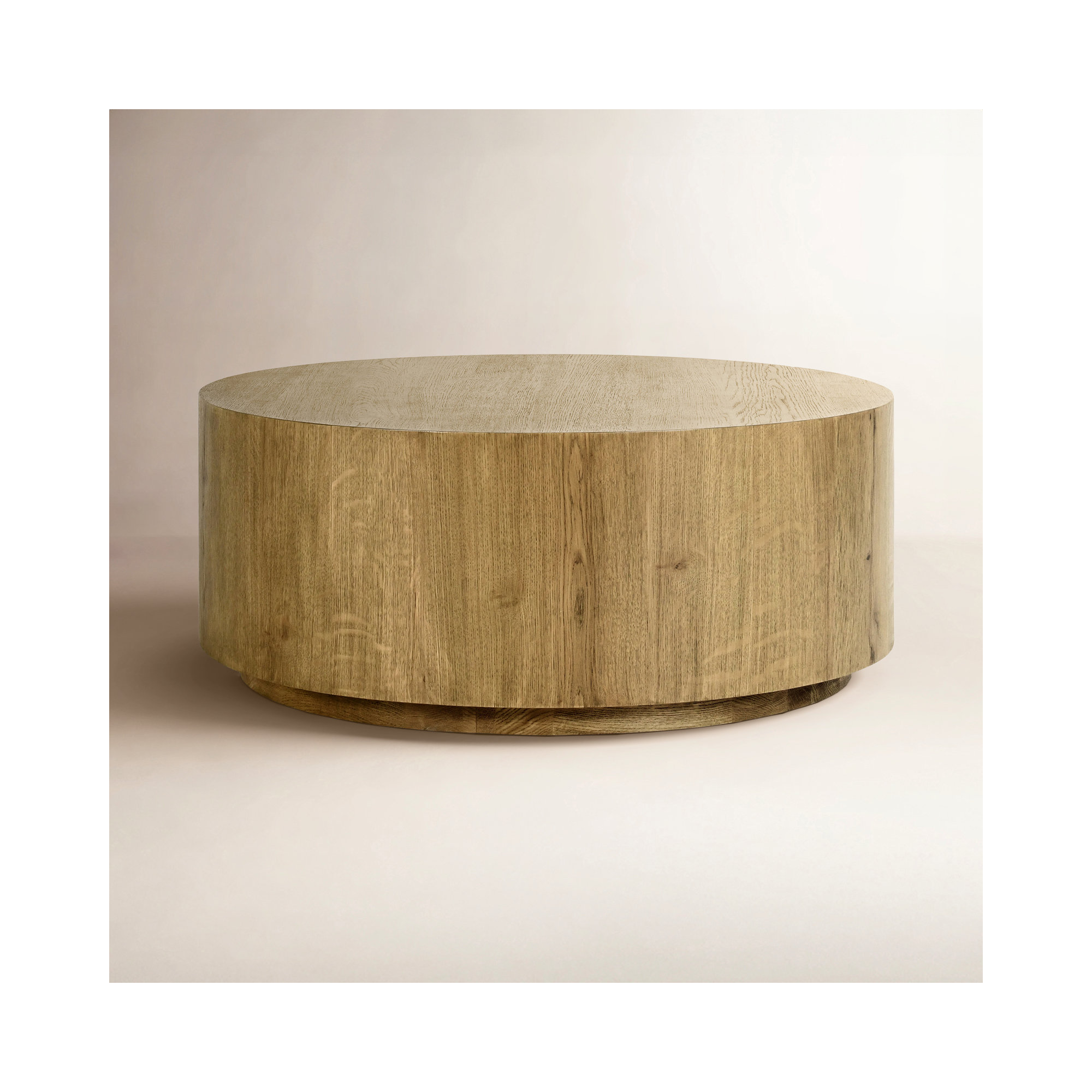 Taryn 42" Drum Coffee Table, Light Brown