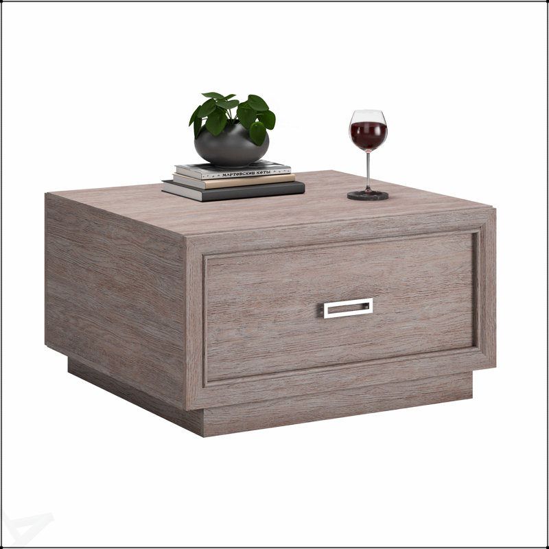 Table basse moderne minimaliste avec tiroir spacieux et tablette ouverte, parfaite pour les espaces de vie organisés.