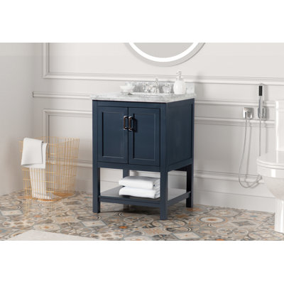 Ensemble de meuble-lavabo moderne simple 25 "avec plateau en marbre de Carrare Avenlee