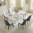 Avdain 63" Modern American Rectangular Faux Marble Top Dining Table with U-shaped Pedestal Base-2060811723