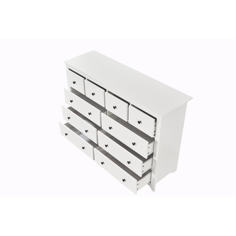 Commode 10 tiroirs pour chambre à coucher, Blanc