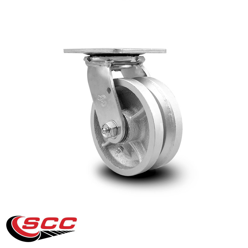5 Inch V Groove Semi Steel Wheel Swivel Caster with Ball Bearing Service Caster|SCC-30CS520-VGB