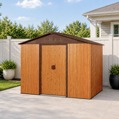 8x6 Metal Outdoor Storage Shed Coffee