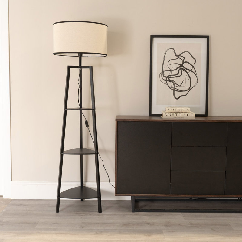 HIRU With EVA 156 Floor Lamp, Black, Yes, Natural/Black