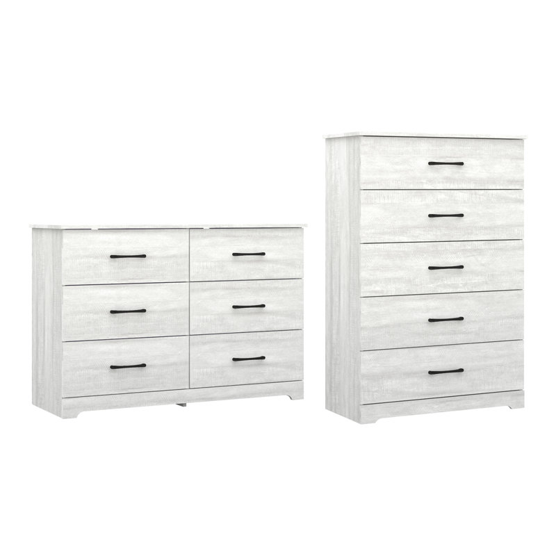 Arkia Manufactured Wood 2-Piece Bedroom Set, Dusty Gray Oak