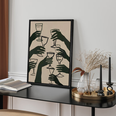 Affiche Cheers Drink, affiche, art de cuisine, décoration murale, chariot de bar, impression d'art mural mignon