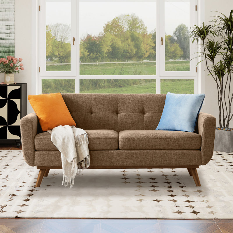 Carmencita 65" Square Arm Loveseat, Iron, Brown