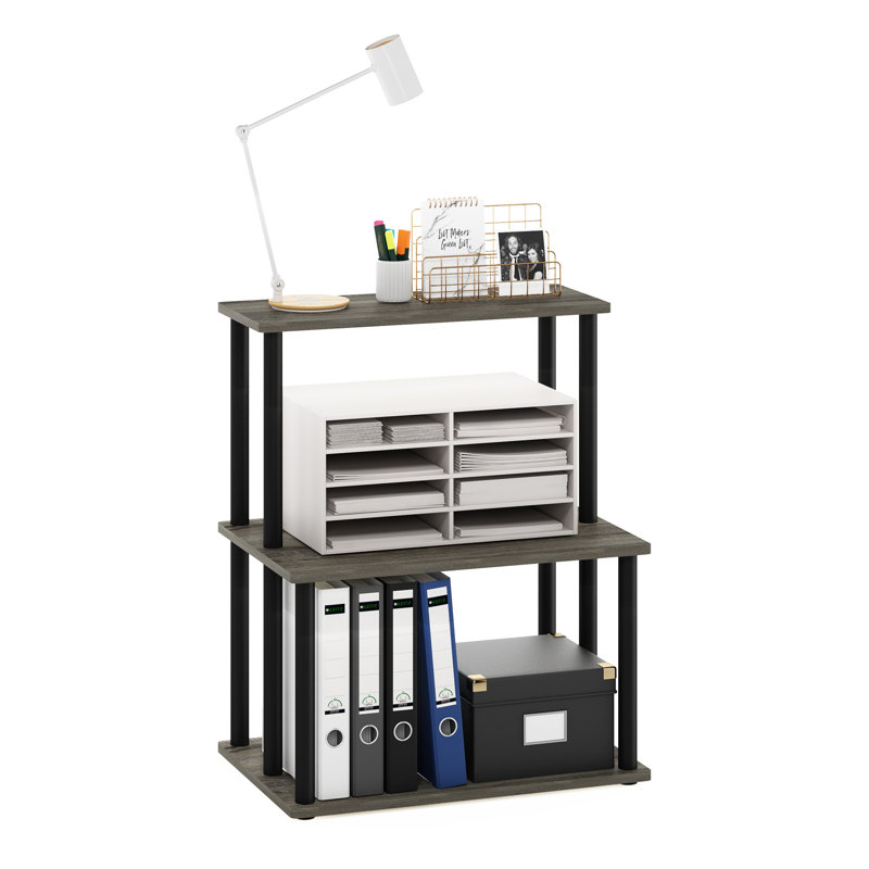 Turn-N-Tube 3-Tier Multipurpose Printer Stand Display Storage Shelf, Americano/Black, French Oak Grey/Black