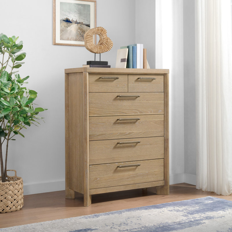 Commode 6 tiroirs brun clair