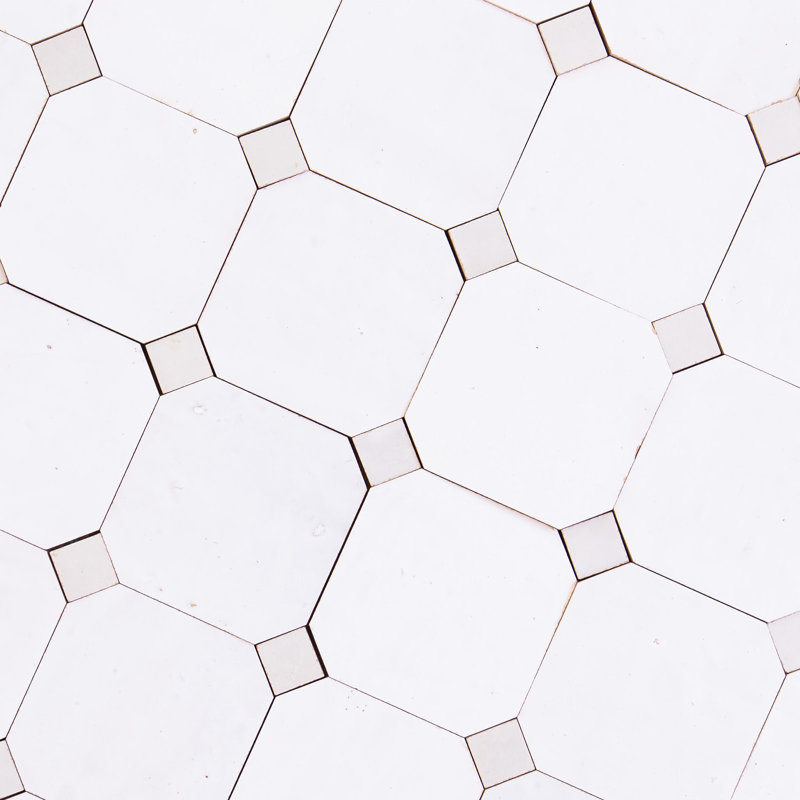 Contemporary Zellige Panels, 12" X 12" X 1/2", Terracotta With Dusty Blue Accents, White/Off White