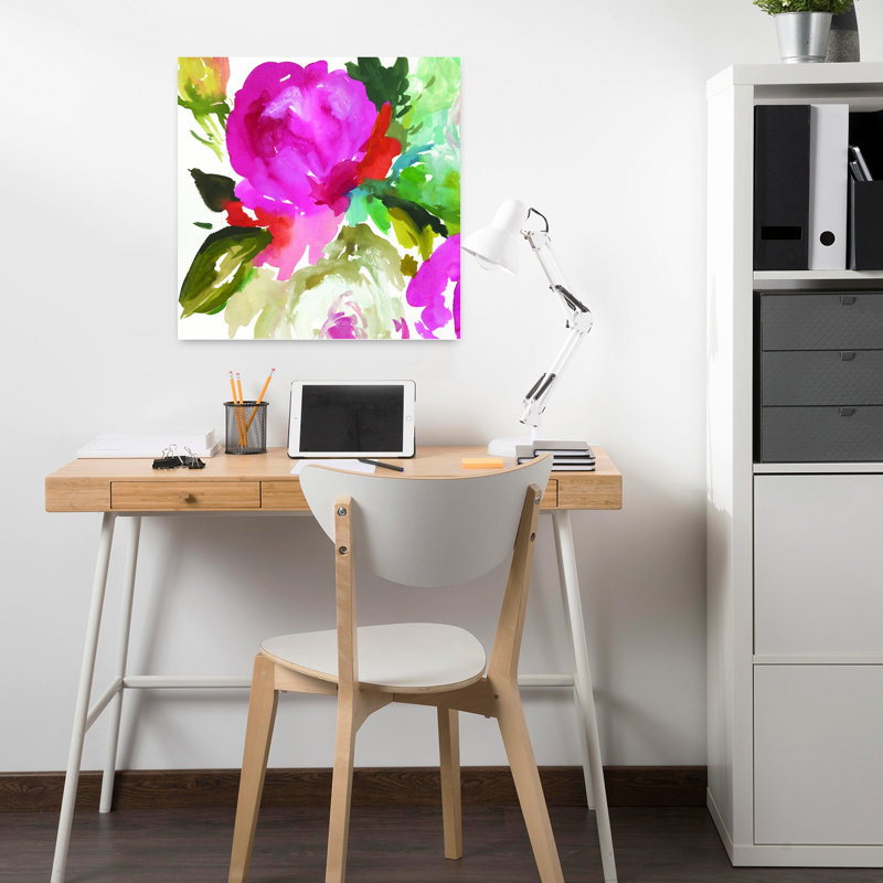 Belle II, art floral abstrait et organique, H 18 po x l 18 po