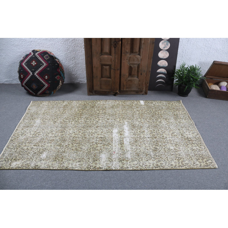 Tapis turc en laine fabriqué à la main à motif géométrique doux