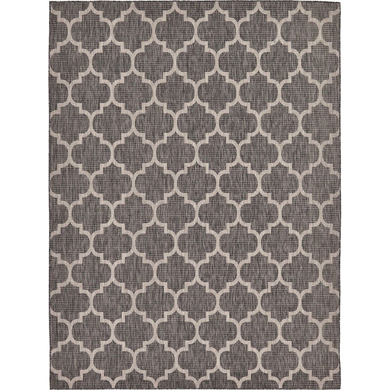 Outdoor Veranda Area Rug Charcoal Color, Rectangle 9' x 12'