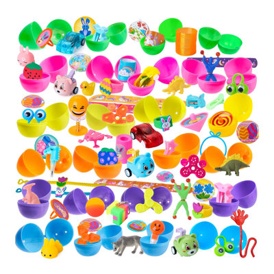 200 Prefilled Easter Eggs with toys, perfect for basket stuffers, egg hunts, classroom prizes, and party favors.