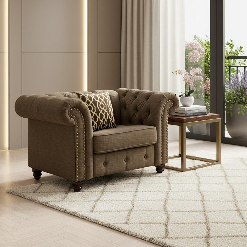 Fauteuil Chesterfield Gracie Mills, Brown