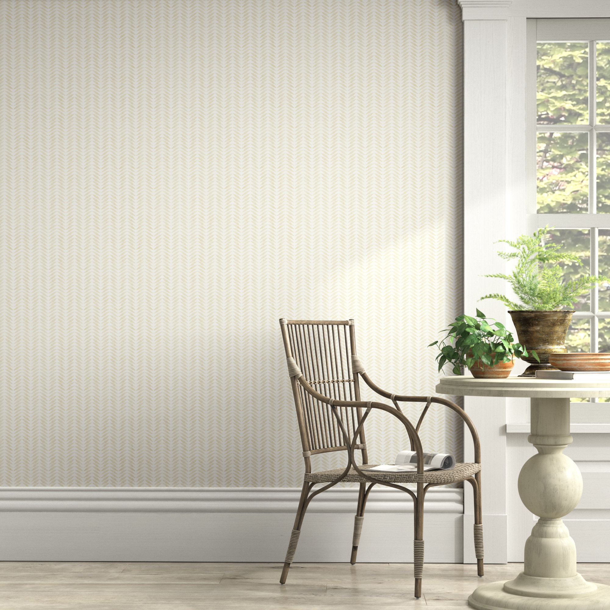 Stevenson Chevron Wallpaper, Champagne