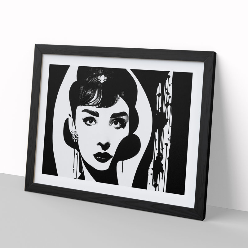 Audrey Hepburn Monochrome Vol.3 - Single Picture Frame Print, 46cm H x 64cm W, Black 