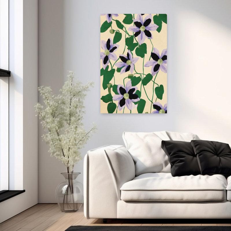 Art floral abstrait mauve, H 36 po x l 24 po