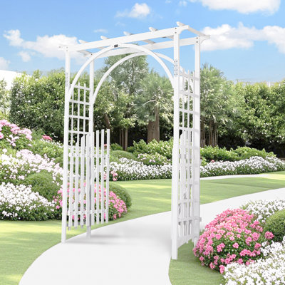 Tonnelle de jardin en bois brun clair 7 pi avec porte