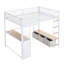 Lit en métal avec bureau à DEL, garde-robe et 3 tiroirs de rangement, format double, blanc
