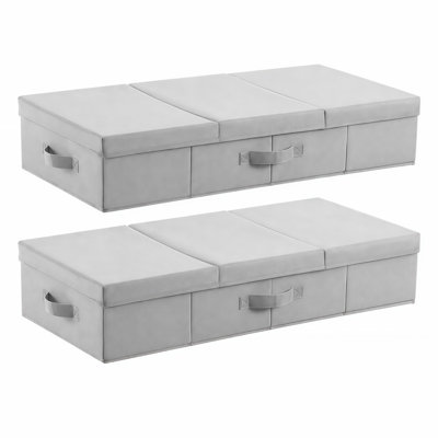 48L Foldable Under Bed Storage (2-Pack), Linen Organizers with Flip Lid