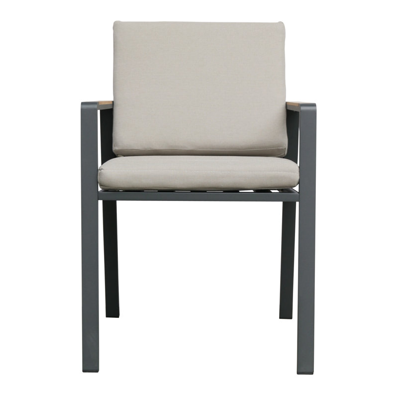 Chaise de patio avec coussin Ajai, Gris foncé