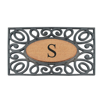 Shonto Rubber Coir Monogrammed  Doormat 38" x 23" Non-Slip Outdoor Front Door Mat