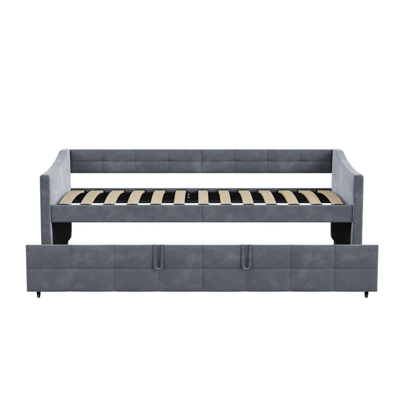 Daybed with Trundle Bed, Grey