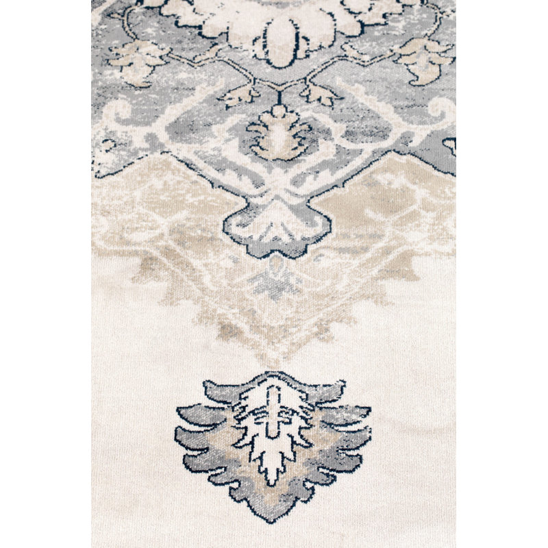 Mahal Oriental Area Rug in Gray/Brown/Beige, Rectangle 6' x 8'