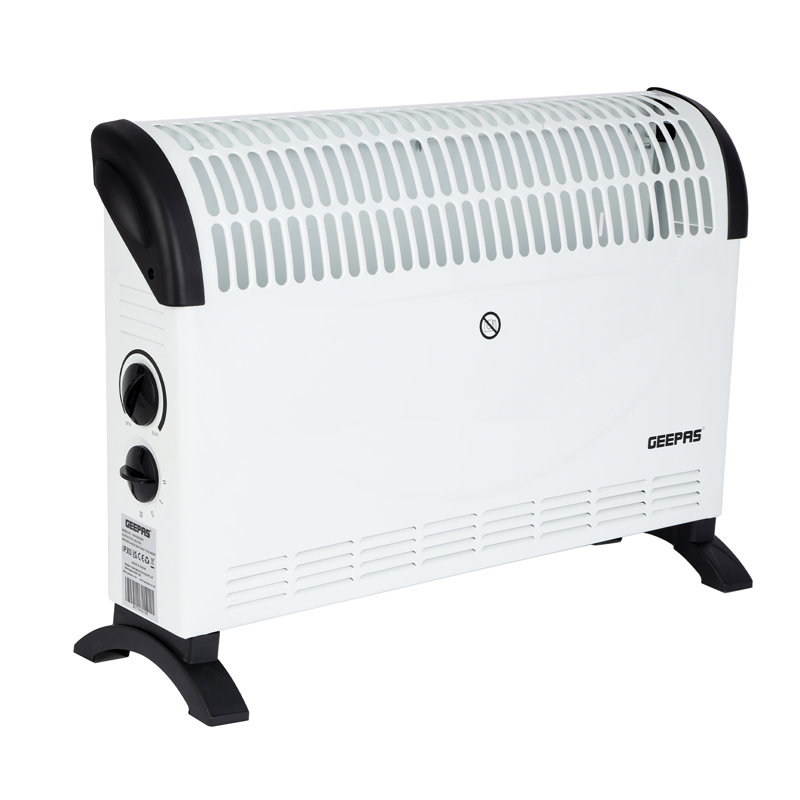 GEEPAS Convector Heater 2000W | Portable Free-Standing Electric Heater for Home with 3 Heat Settings | Variable Thermostat Quiet Operation Energy-Efficient & Safe Heating | 2 Year Warranty White