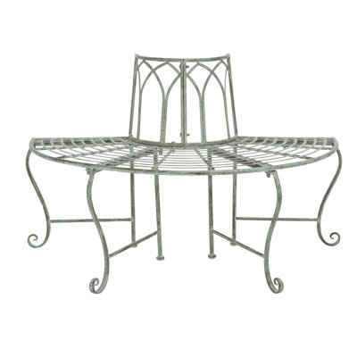 Abia Wrought Iron Outdoor Tree Bench