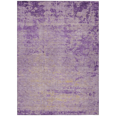 Machine Washable Indoor/Outdoor Xhevrie Purple Rug