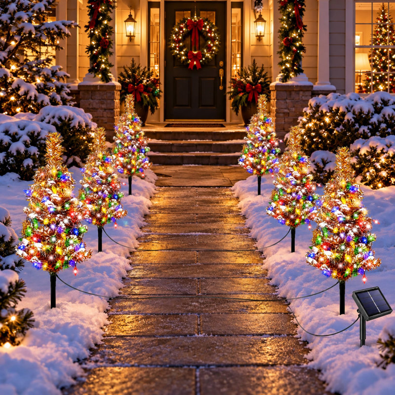 Ensemble de 6 lumières multicolores à piquet pour arbre de Noël solaire
