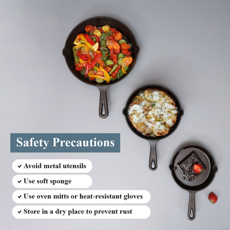 Buckingham Pre-Seasoned Cast Iron Non-Stick 3 Piece Skillet Set