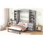 Lit espace pleine grandeur, gris avec options de rangement efficaces - Matériaux de construction, rangement robuste et stable
