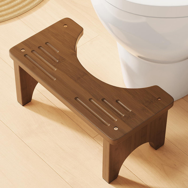Bamboo Toilet Stool, Wooden Squatting Potty Stool For Adults(Brown)