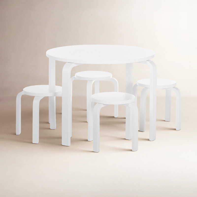 Ensemble de table et de chaises rondes 5 pièces pour tout-petits et enfants, Blanc