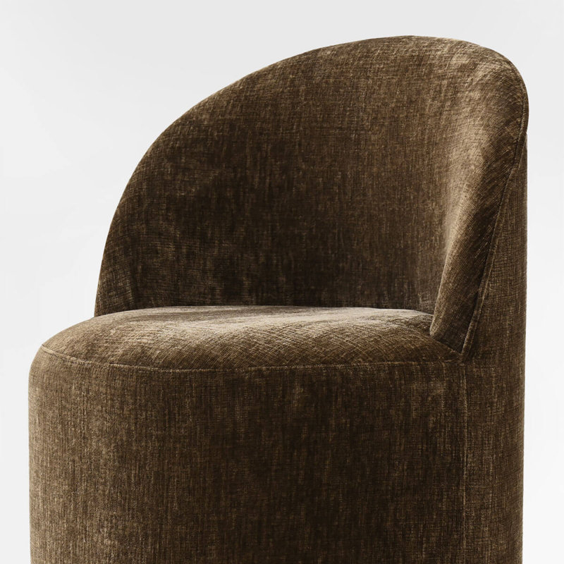 Chaise roulante rembourrée en chenille avec roulettes cachées, Brun, 1
