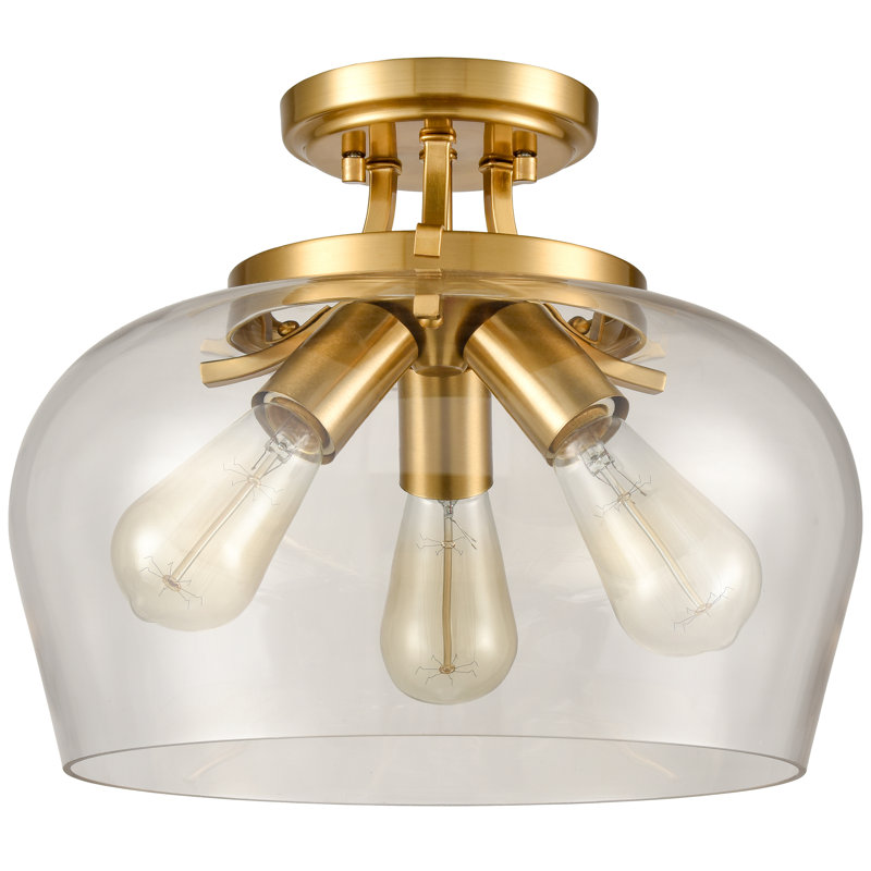 Plafonnier semi-encastré 3 lumières Bozzuto, Laiton