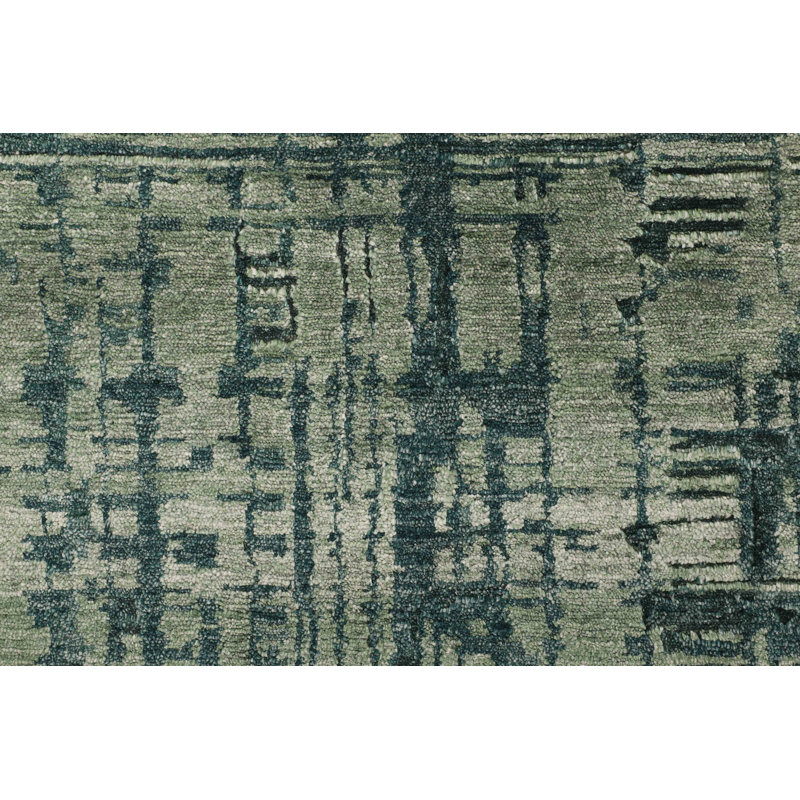 Abstract Area Rug in Green, Rectangle 12' x 15', Wool