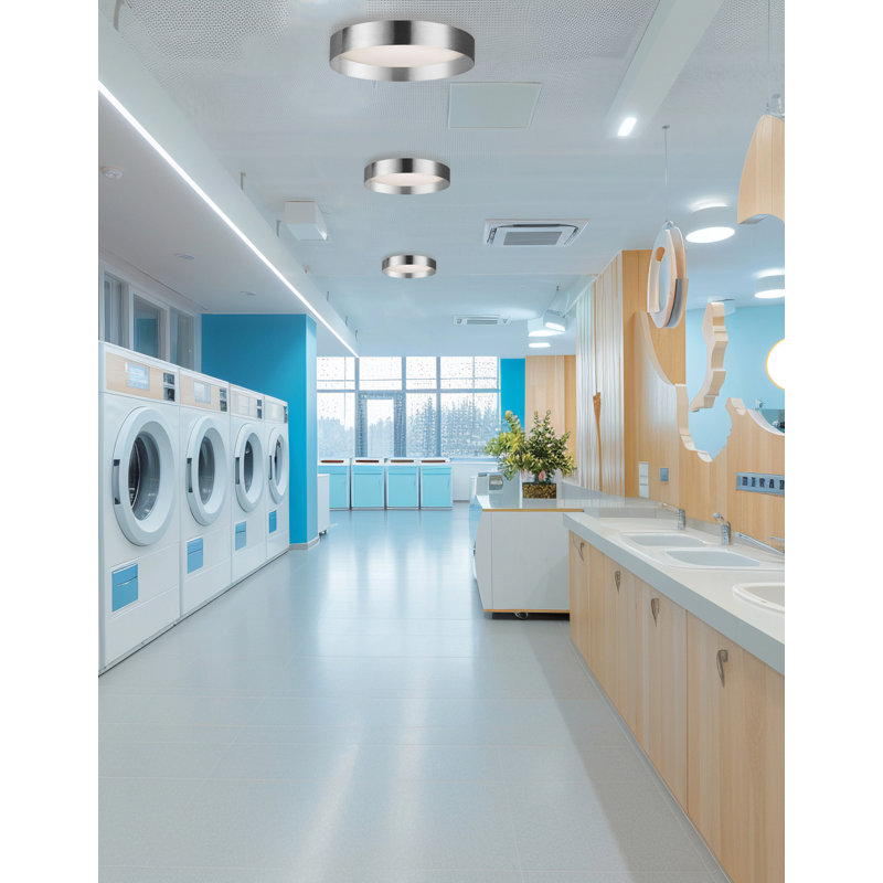 Metije Flush Mount - 14W - Metal Shade, Polished Chrome, 15" Dia.