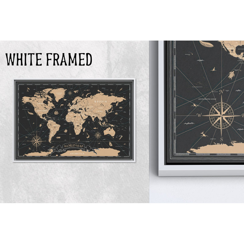 Élégante carte du monde moderne imprimée sur toile, design plat et vibrant, 1P, H: 19,8 po x l: 27,6 po