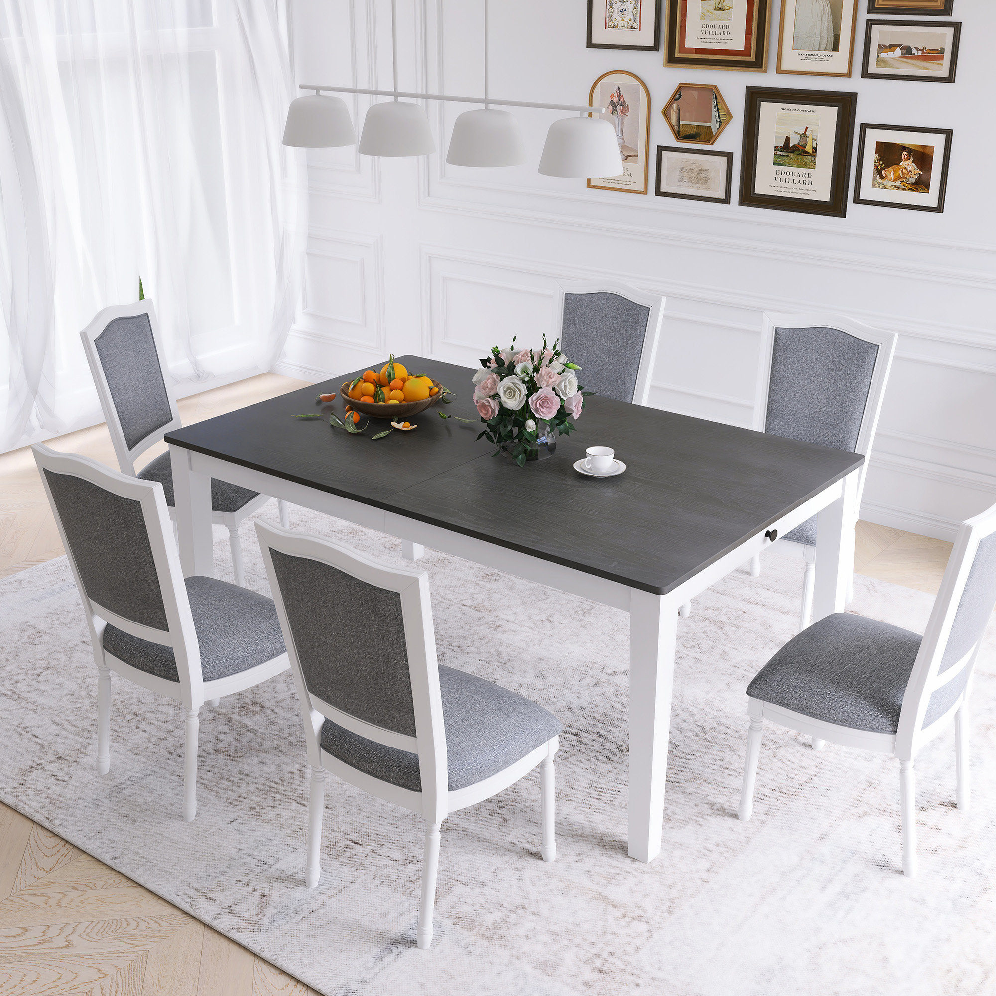 Lark Manor™ Farmhouse 7-Piece Extendable Dining Table Set | Wayfair