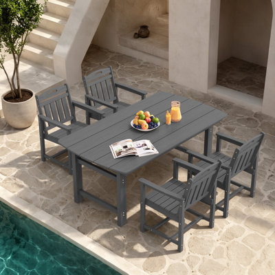Ensemble de salle à manger rectangulaire 4 pièces pour 4 personnes avec trou pour parasol 4 personnes