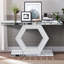 Console à double miroir en verre diamant scintillant avec cadre en bois massif, idéale pour la décoration d'un corridor ou d'un hall d'entrée hexagonal.