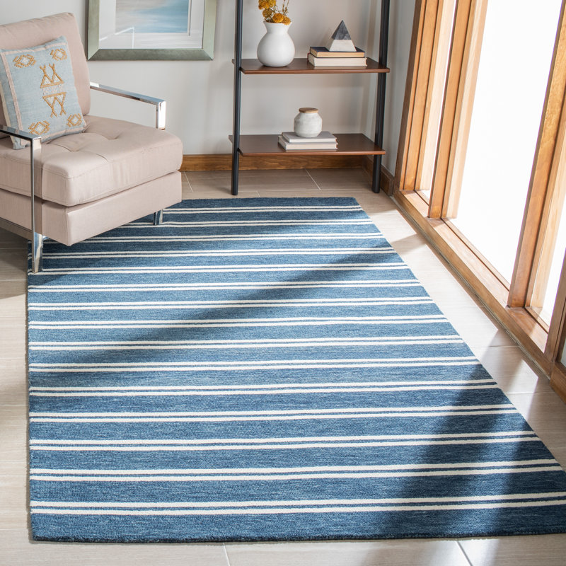 Mclaughlin Hand Tufted Wool And Cotton With Latex Striped Rug, Rectangle 6' x 9'